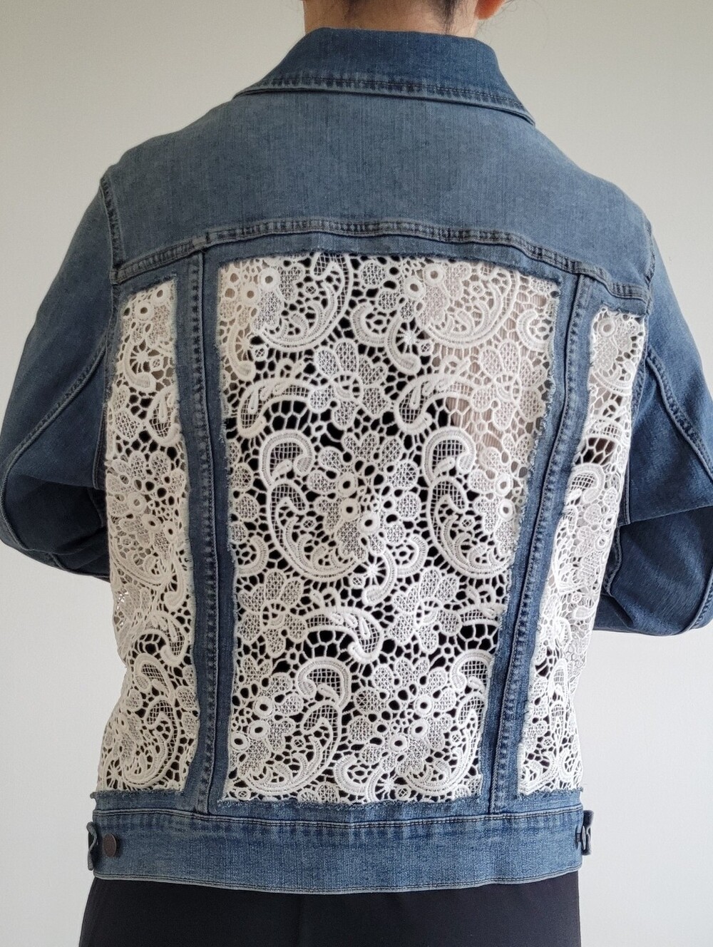 Upcycled Lace Denim Jacket (Calvin Klein Oversized Jeans)